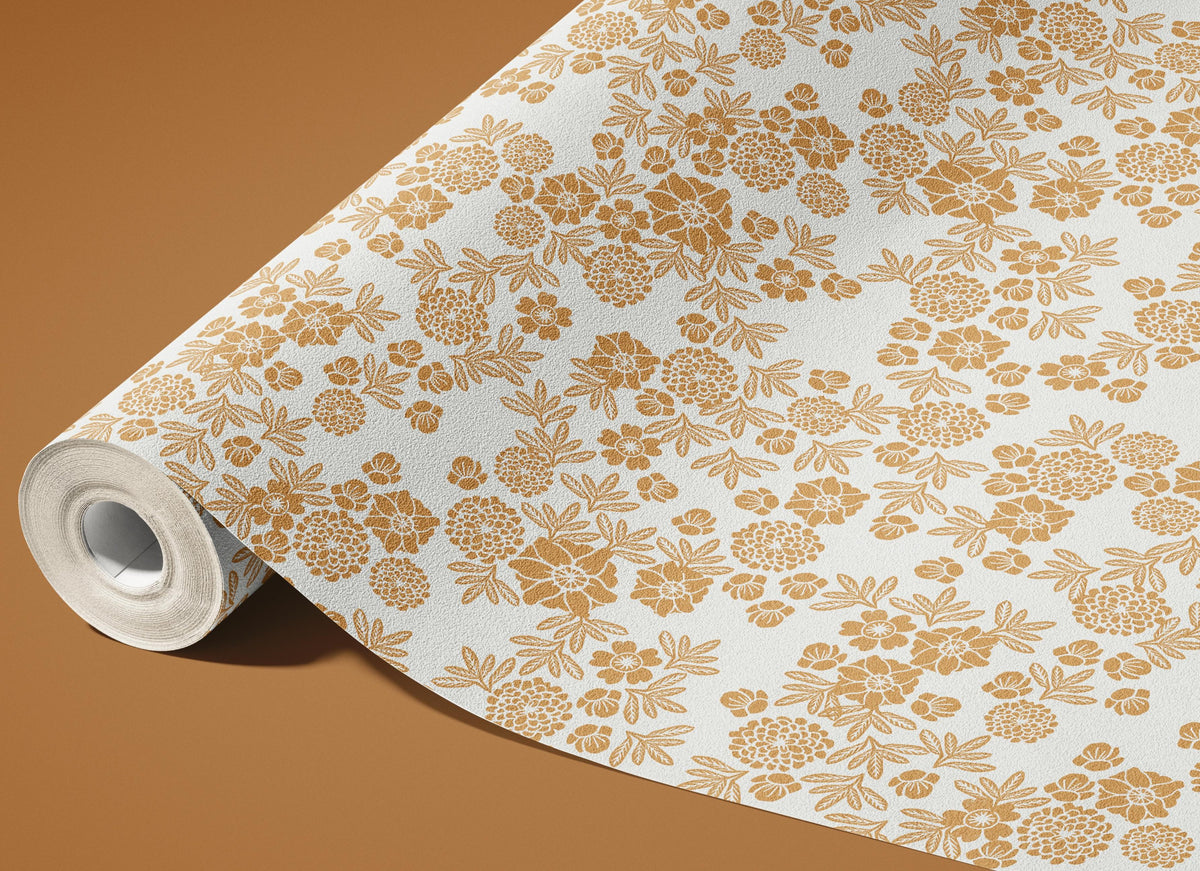 Golden Hour Garden | Two-Toned Floral Removable Contact Paper for Shelves, Cabinets, Walls, DIY Home Decor 1088