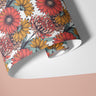 Gerbera Glow Contact Paper, Coral and Golden Daisy Floral on White, Peel and Stick 956