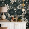 Dark Teal and Green moody botanicals styled in bright interior living space