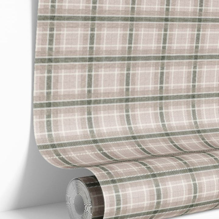 roll of birchmark plaid wallpaper 2271 showing woven neutral design