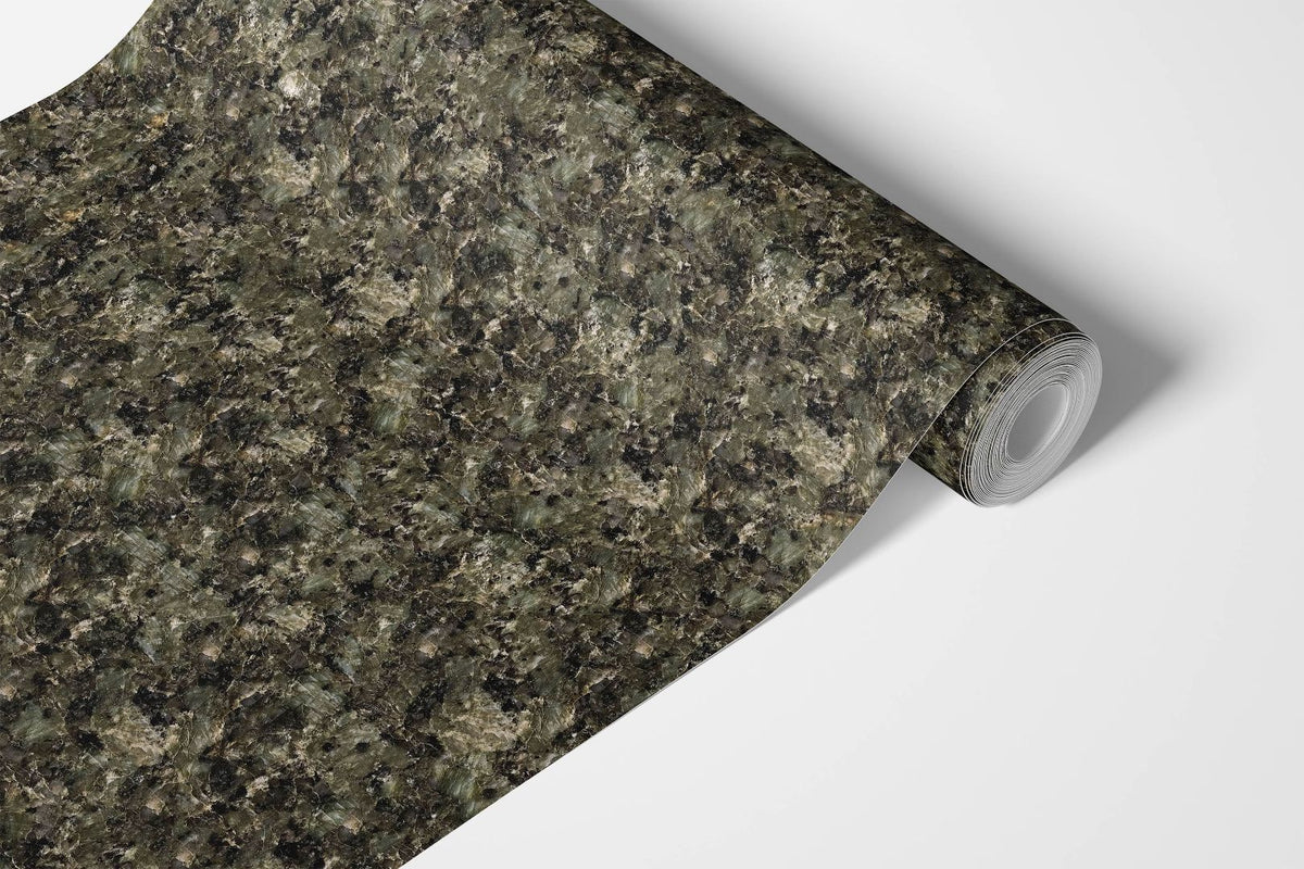Roll of Deep Forest Granite countertop film 87 displaying dark green granite pattern