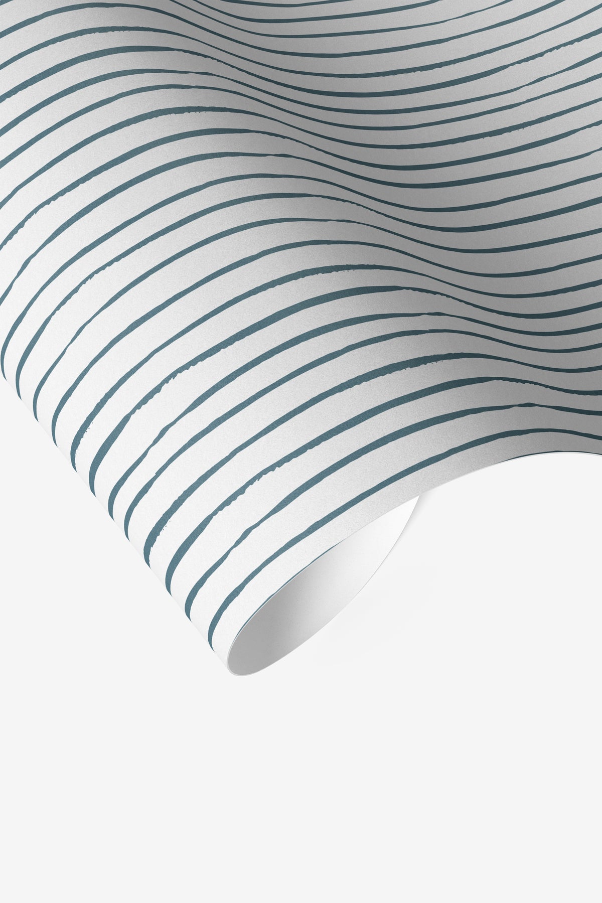 Slate blue hand-drawn stripe contact paper on a crisp white background in a simple farmhouse-style pattern.