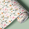Whispering Wildflowers watercolor contact paper, roll with pink, orange, and yellow florals on cream background