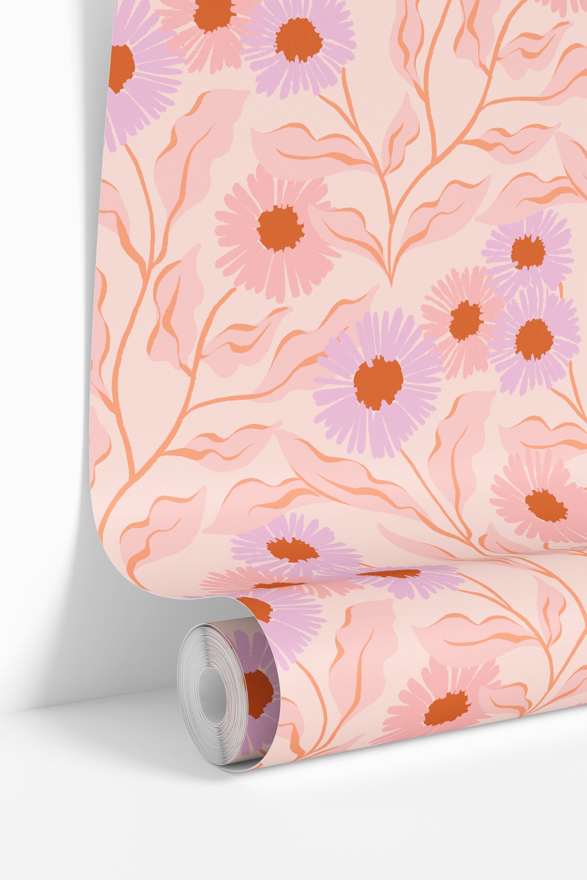 roll of yonder and bloom wallpaper with watercolor inspired floral pattern
