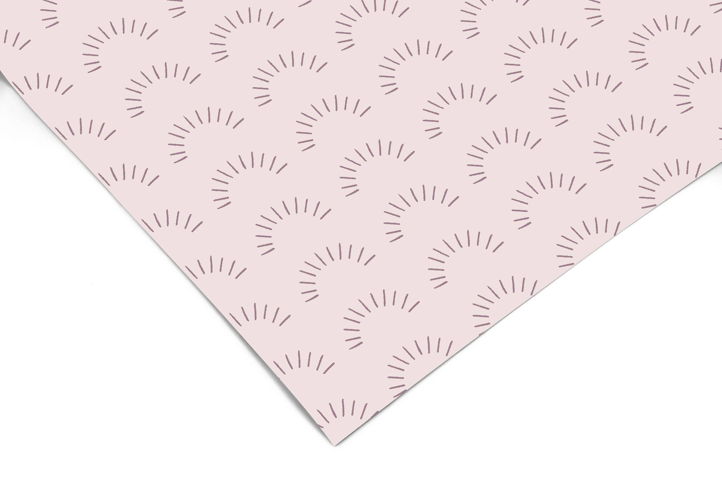Light Pink Sunburst Contact Paper with hand-drawn mauve starburst pattern on blush pink background