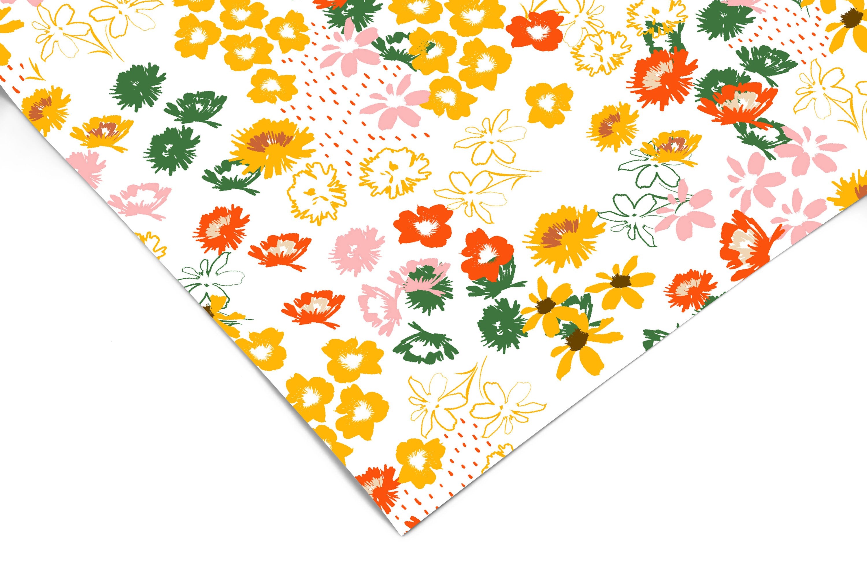 Yellow Wildflowers Contact Paper | Peel And Stick Wallpaper | Removable Wallpaper | Shelf Liner | Drawer Liner | Peel and Stick Paper 1248 - JamesAndColors