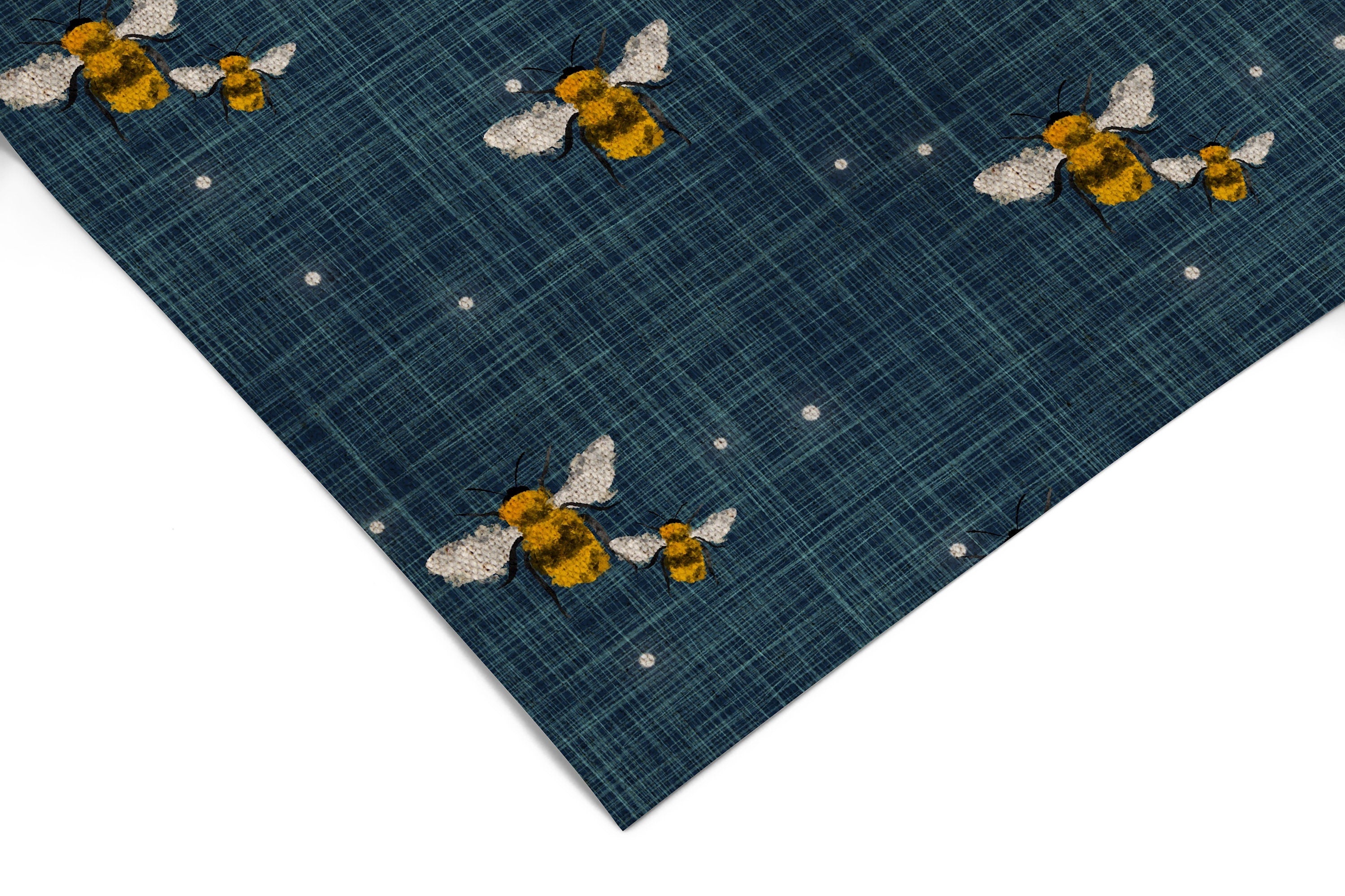 Denim Navy Honey Bee Contact Paper | Peel And Stick Wallpaper | Removable Wallpaper | Shelf Liner | Drawer Liner | Peel and Stick Paper 1269 - JamesAndColors