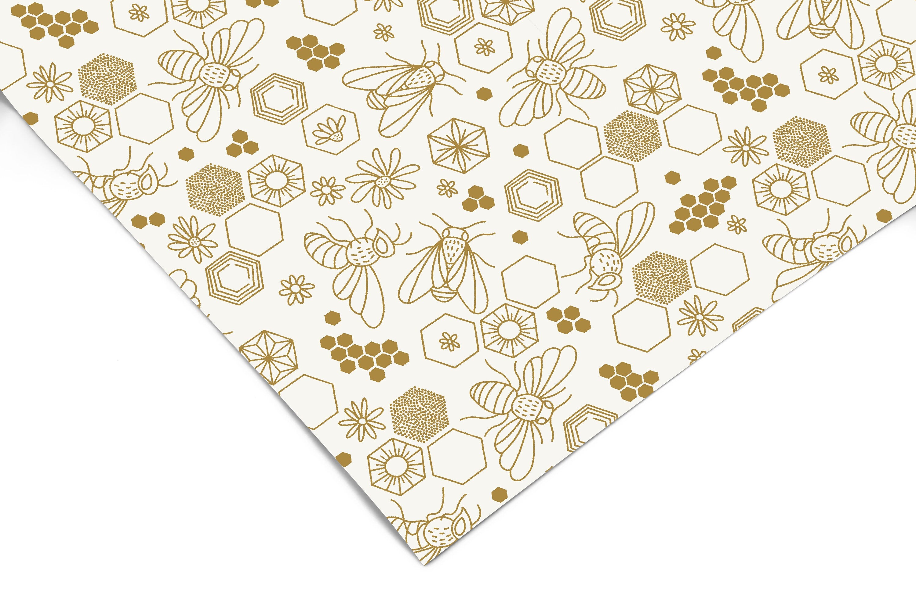 Golden Hive |  Honeybee Contact Paper | Peel And Stick Wallpaper | Removable Wallpaper | Shelf Liner | Drawer Liner | Peel and Stick Paper 1360 - James And Colors