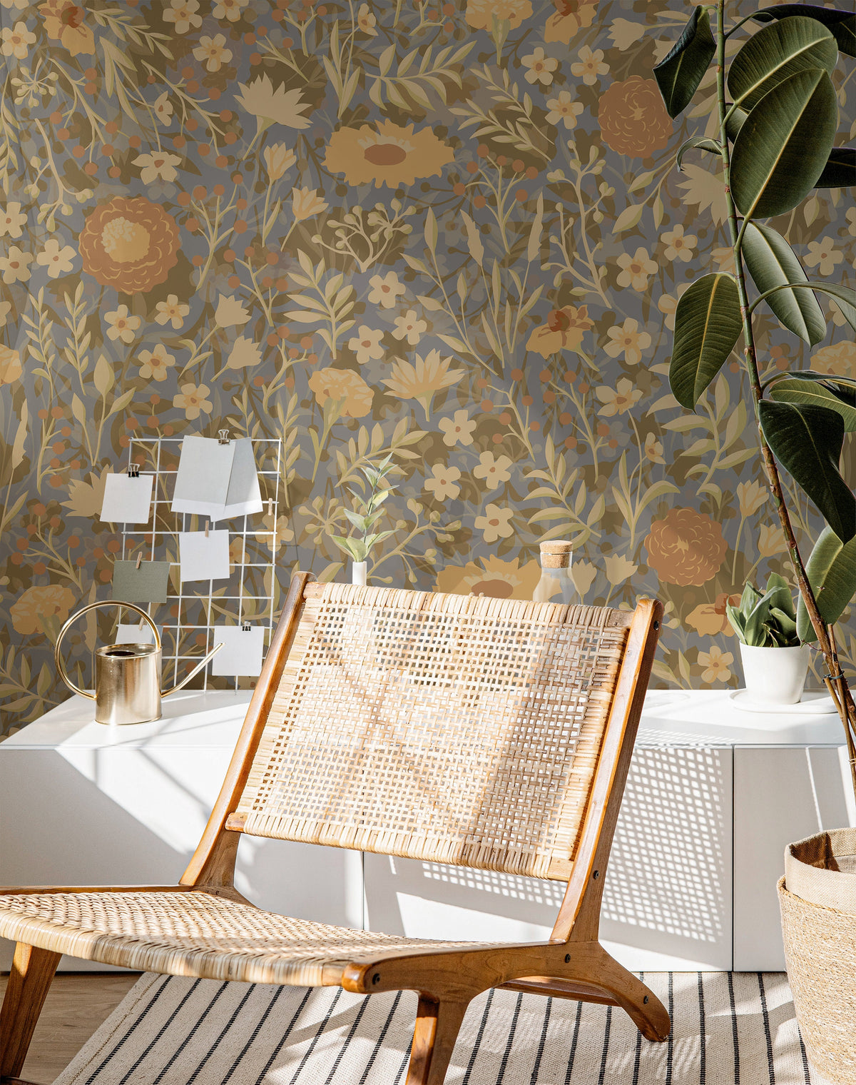 Tawny Thicket | Muted Floral Removable Wallpaper for Bathroom, Bedroom, Walls, DIY Home Decor 775 - James And Colors