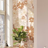 Retro Orange Pink Golden Floral Wallpaper Peel and Stick Wallpaper Removable Wallpaper Wall Decor Home Decor Wall Art Room Decor 897A
